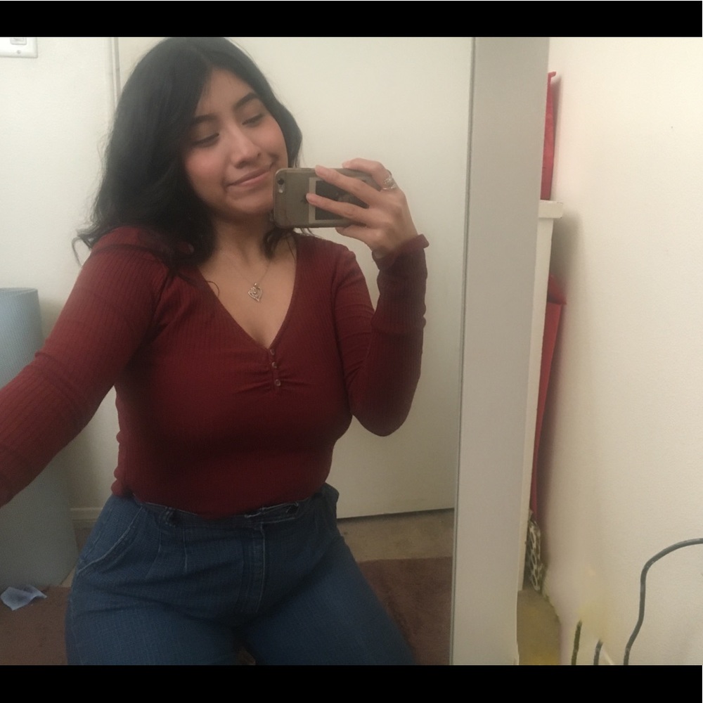 Long Sleeve Burgundy Top